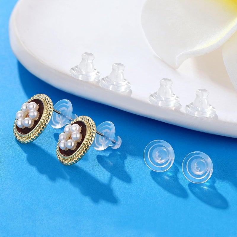 Moconar Silicone Earring Backs, Clear Locking Secure Earring Backs for Studs, Hypoallergenice Backings Replacements for Studs/Droopy Ears, No-Irritate for Adults (Clear) - Image 2